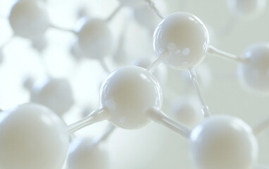 Poster - A detailed close-up shows a network of interconnected white molecules or atoms, suggesting scientific research or microscopic structures.