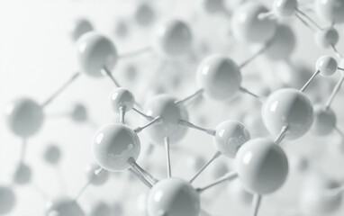 Poster - A detailed close-up shows a network of interconnected white molecules or atoms, suggesting scientific research or microscopic structures.