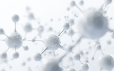 Poster - A detailed close-up shows a network of interconnected white molecules or atoms, suggesting scientific research or microscopic structures.