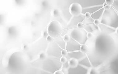 Poster - A detailed close-up shows a network of interconnected white molecules or atoms, suggesting scientific research or microscopic structures.