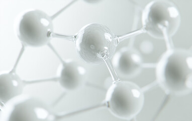 Poster - A detailed close-up shows a network of interconnected white molecules or atoms, suggesting scientific research or microscopic structures.