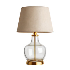 Poster - Elegant Glass Table Lamp with Beige Fabric Shade and Gold Base for Modern Home Decor Transparent background or PNG