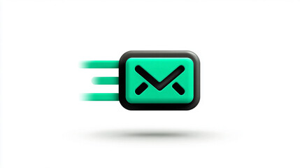 Minimalist send message icon on a clean blank background with ample caption space on the side. Simple, modern design ideal for communication, messaging apps, and user interface concepts.

