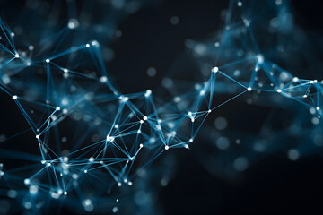 Poster - Abstract blue network connections represent data sharing and digital communication in a modern tech landscape.