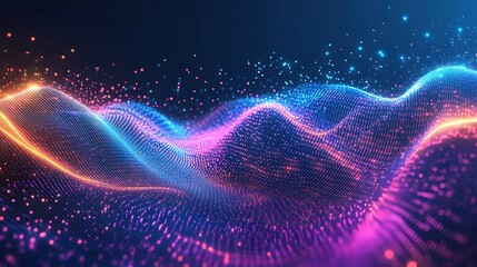 Poster - Abstract Futuristic Animated Background With Glowing Particles