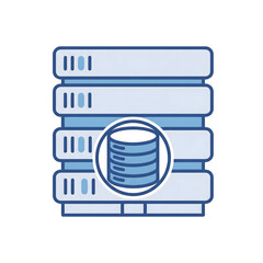 Poster - Blue Server Rack Icon Database Storage System isolated on a transparent background 