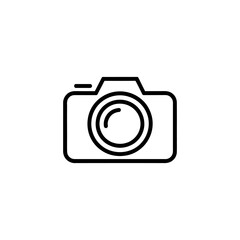 Poster - Simple black outline icon of a camera on a white background