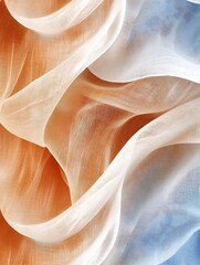 Poster - Abstract Organic Texture Background: Flowing Sheer Fabric in Orange and Blue Hues