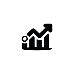Poster - Black and white icon representing financial growth with a rising bar chart and arrow