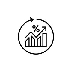Poster - Circular arrow icon with rising bar graph and percentage symbol indicating growth