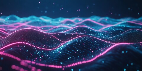 Poster - Abstract Digital Background With Flowing Pink And Blue LinesAnd PatternsOf LinesAnd ShapesColorsWith A