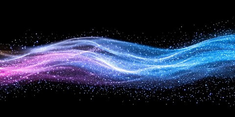 Poster - Abstract Digital Flowing Background With Light Waves And Particles