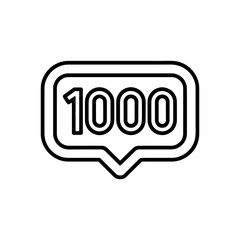 Poster - Black and white outline icon representing the number one thousand in a speech bubble