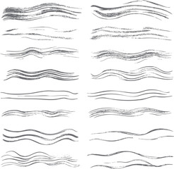 Poster - Curved hand drawn brush stroke wave textures. Abstract grunge ink stroke lines. Ideal for poster, banner, and modern graphic layouts.