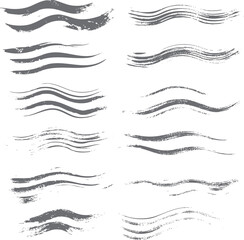 Poster - Grunge wave brush stroke collection with ink lines. Hand drawn wavy textures. Great for vintage graphic design and artistic visuals.