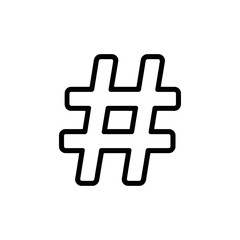 Poster - Simple black outline icon of a hashtag symbol on a white background