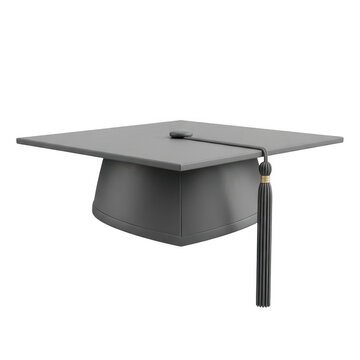 3d icon of a gray graduation cap with a gray tassel isolated on transparent background, symbolizing academic achievement and the completion of studies