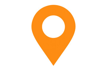 Fototapete - Orange map pointer symbol indicating precise location, isolated on a transparent background, ideal for navigation and gps apps