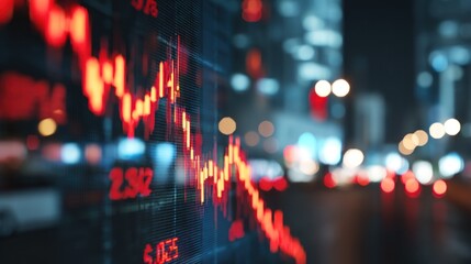 Poster - Stock market decline view at night