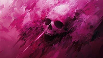 Leinwandbilder -  Mysterious skull emerges from pink abstract background digital artwork surreal environment close-up view concept art
