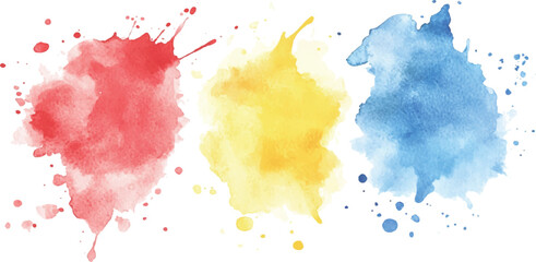 Aufkleber - Colorful watercolor brush strokes vector. set of paint splatter illustration. Collection of isolated watercolor paint stains in vibrant colors. 