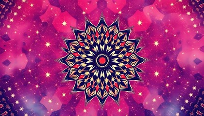 Aufkleber - Vibrant mandala design digital art abstract pattern colorful background eye-catching concept