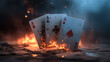 © lime - Three Aces on Fire – Dramatic Poker Card Concept. Generative AI