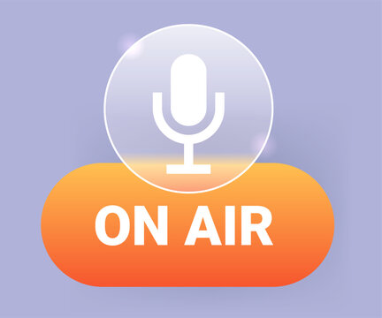 On air glass morphism button. Media vector icon illustration