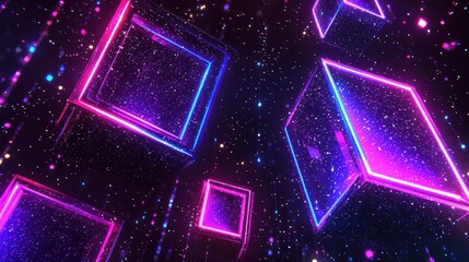 Poster - Vibrant 3d geometric light show abstract digital space visual art futuristic environment perspective view creative concept