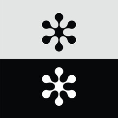 Poster - An abstract black and white logo design featuring a stylized molecular shape, isolated on a split gray and black background