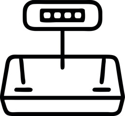 Fototapete - Modern Minimalist Digital Scale Icon: Bold Black Line Art, Simple Flat Design, Clean and Efficient Weighing Device Illustration for Technology, Ecommerce, and Business Concepts.
