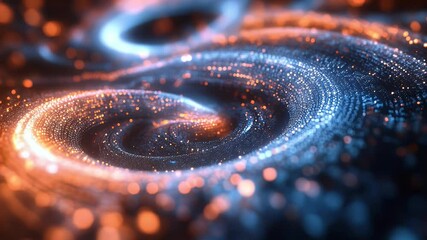 Leinwandbilder - Abstract swirling pattern of glowing orange and blue particles creating a dynamic and futuristic visual with bokeh effect and blurred background