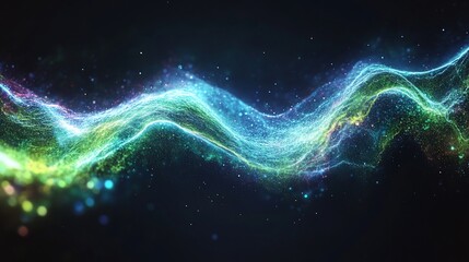Fototapete - Ethereal Wave of Light: Abstract Particle Flow in Cosmic Space