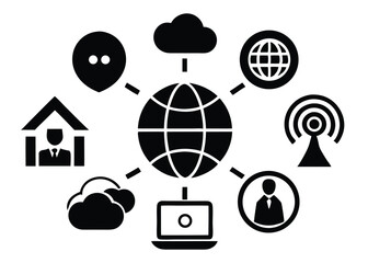 Poster - Global network connection symbolizing technology communication cloud computing worldwide internet access.