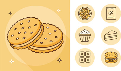 Fototapete - Biscuit illustration vector design in white background, Biscuit Logo and icon design