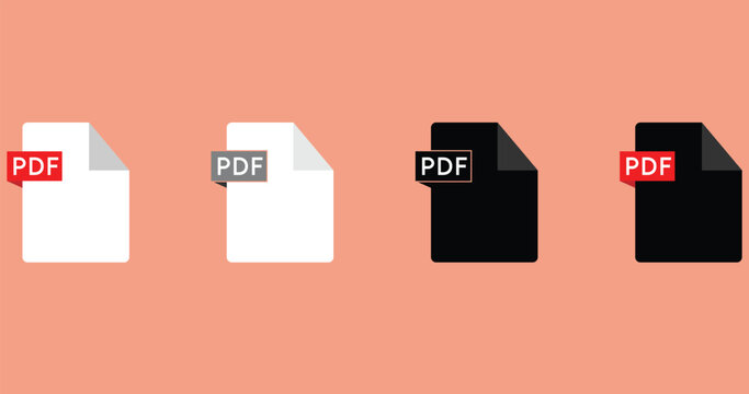 PDF file format icons vector.