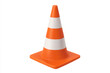 © PNG Kingdom  - Traffic safety cone with bright orange and white stripes, positioned vertically against transparent backdrop, highlighting roadwork equipment