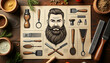 © Vladimir - Men's beard infographic with grooming tools and accessories on wooden table