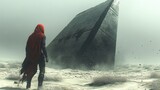 Desert Wanderer and Monolith