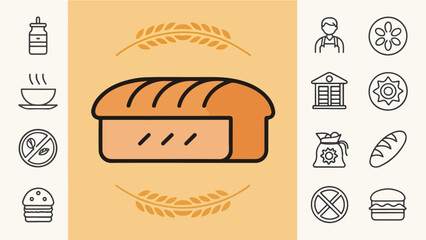 Fototapete - Toasted Bread vector design in isolated background, Bread Logo and icon design