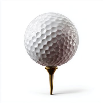 golf ball on pin isolated on white background with clipping path