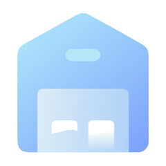Poster - Vector art of a blue gradient warehouse icon isolated on transparent background