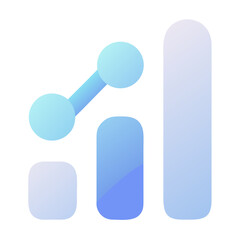 Poster - Vector art of a blue gradient bar chart icon showing upward growth isolated on transparent background