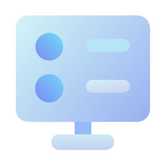 Poster - Vector art of a simple blue monitor icon with a clean interface, isolated on transparent background