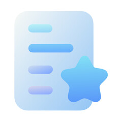 Poster - Vector art of a light blue document icon with a star, indicating a favorite or important task, isolated on transparent background