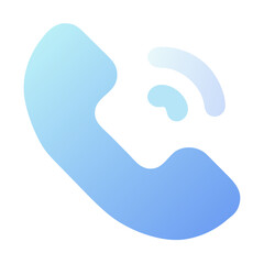 Poster - Vector art of a blue gradient phone icon with an incoming call signal, isolated on transparent background