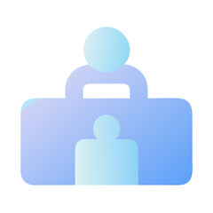 Poster - Vector art of a briefcase icon with two people inside, representing teamwork and partnership, isolated on transparent background
