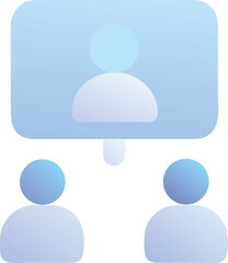 Poster - Vector art of two people having a video conference, a blue gradient icon isolated on transparent background