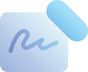 Poster - Vector art of a blue gradient signature icon with a pen, isolated on transparent background, represents a signed document
