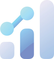 Poster - Vector art of a blue gradient bar chart icon showing upward growth isolated on transparent background